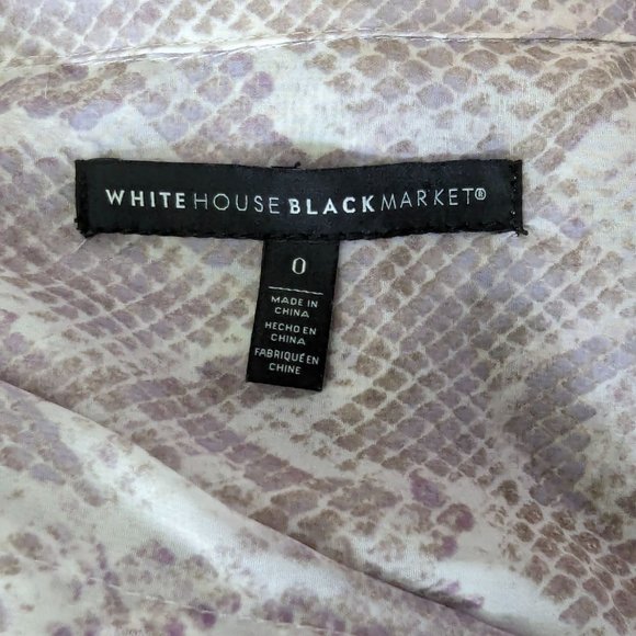 WORKING White House Black‎ Market long sleeve sheer Snake print button up Blouse - Picture 9 of 11